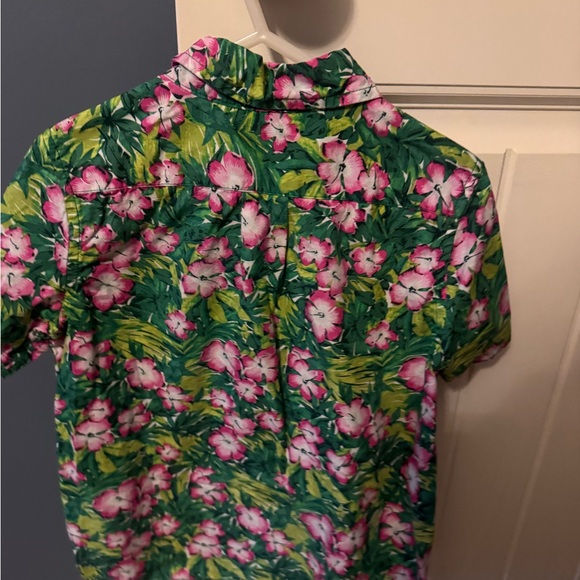 Janie and Jack Green and Pink Floral Button Down Shirt - Picture 2 of 2